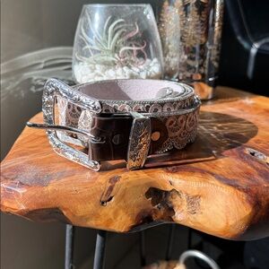 Lace Embellished Brown Belt